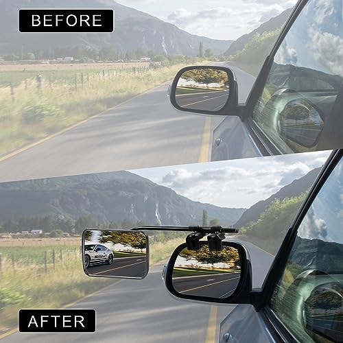 DTNESS 1 Pair Caravan Towing Mirrors, Universal Car Towing Mirrors with Clamps, Adjustable Rearview Mirrors for Motorhome SUV RV Trailer Van Trucks