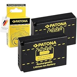 Bateria Para Canon M50 Mark Ii PATONA 2X Bateria LP-E12 Compatible con Canon EOS 100D, EOS M, M2, M10, M50, Rebel SL1