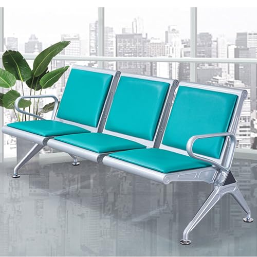 RTTZBOZ Wartezimmerstühle, Empfangsmöbel, PU Empfangsstühle für Gästeempfang, Wartezimmer, Flughafen, Krankenhaus, Bank, Salon, 3-Sitzer(Green)
