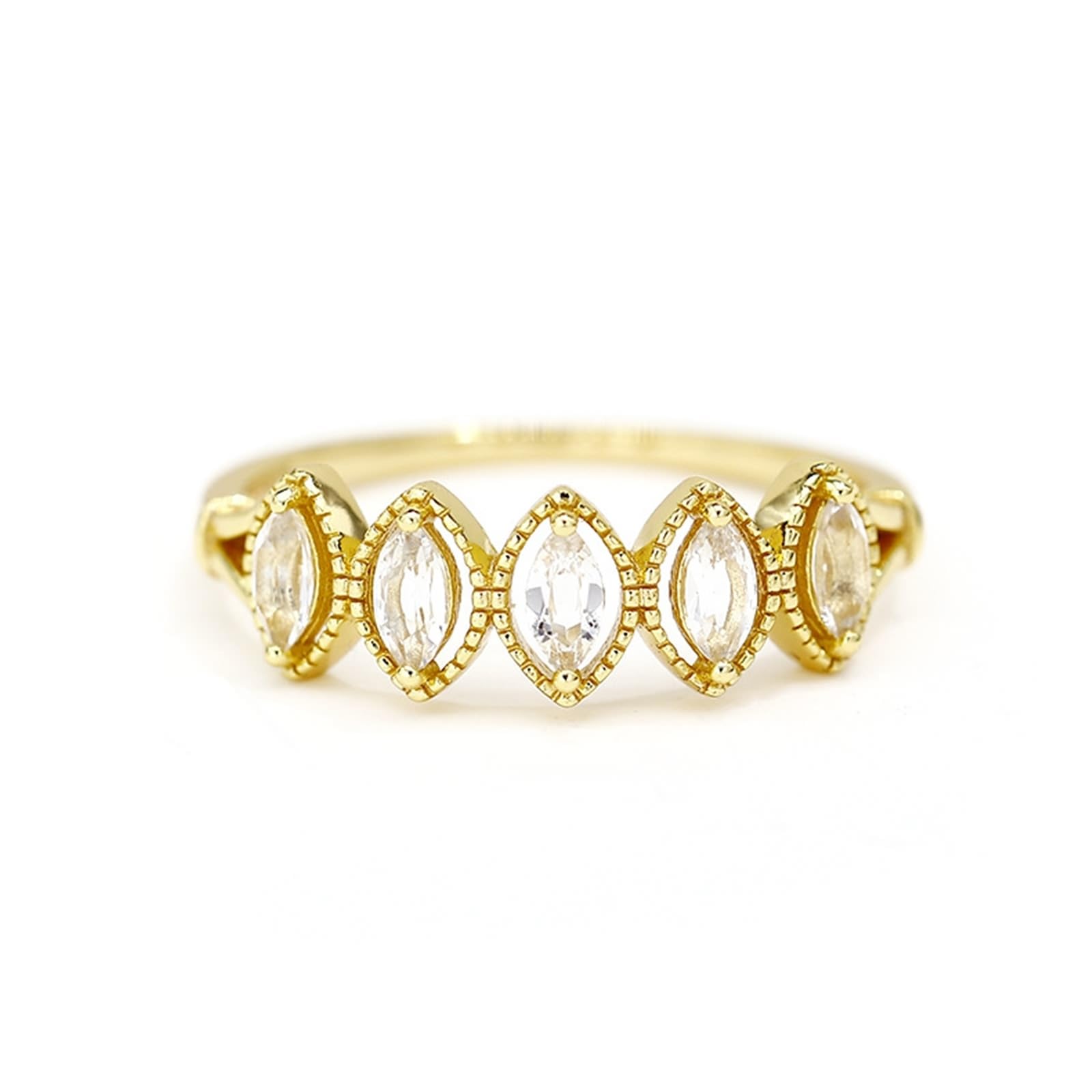 Par de anillos de oro de 9 K/14 K/18 K con topacio marquesa, forma media eternidad