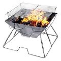 Camping Grill, Camping Cooking, Collapsible Fire Pit, Camp Fire Grills for Traveling, Camping, Picnicking, Cooking at the beach, By SHELTER
