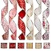 ARCCI Decorations Christmas Ribbon, 12 Rolls Wire Burlap Holiday Ribbon Swirl Wired Edge Sealing Sheer Glitter Ornaments Gift Wrapping 36 Yards(2.5"Width x 3Yard Each) - Holiday