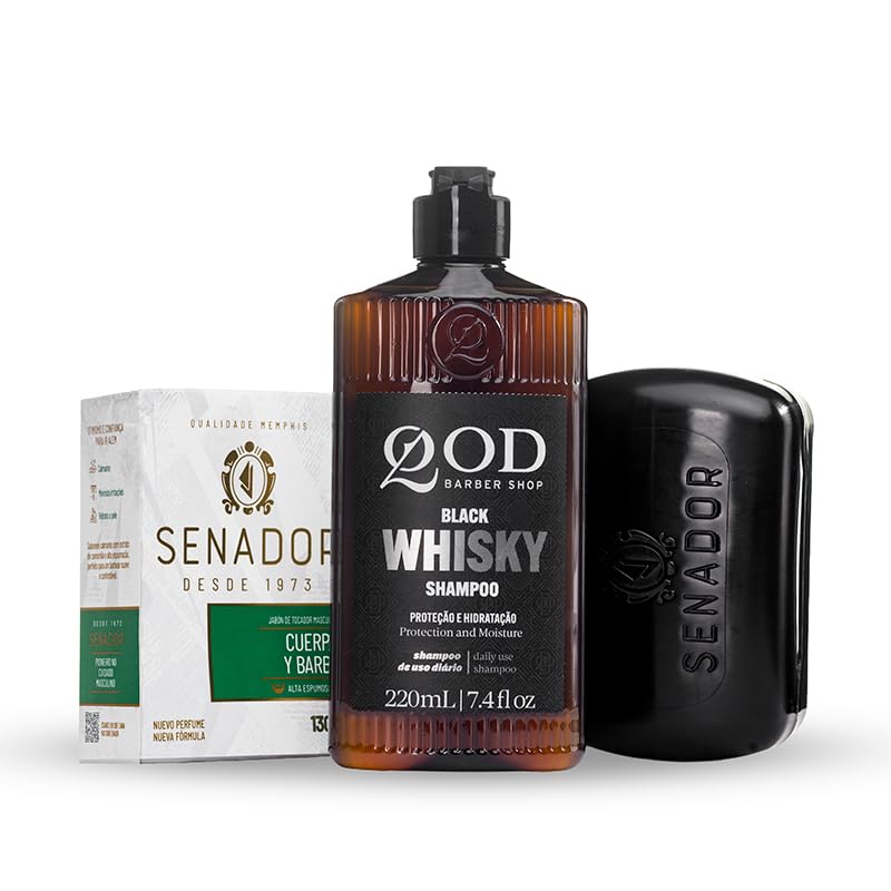 QOD Barber Shop & Senador - Shampoo Whisky 220ml + 2 Sabonetes