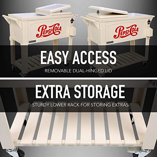 Permasteel PS-203F1-PEPSI-AM 80 Quart Portable Rolling Patio Cooler, Pepsi