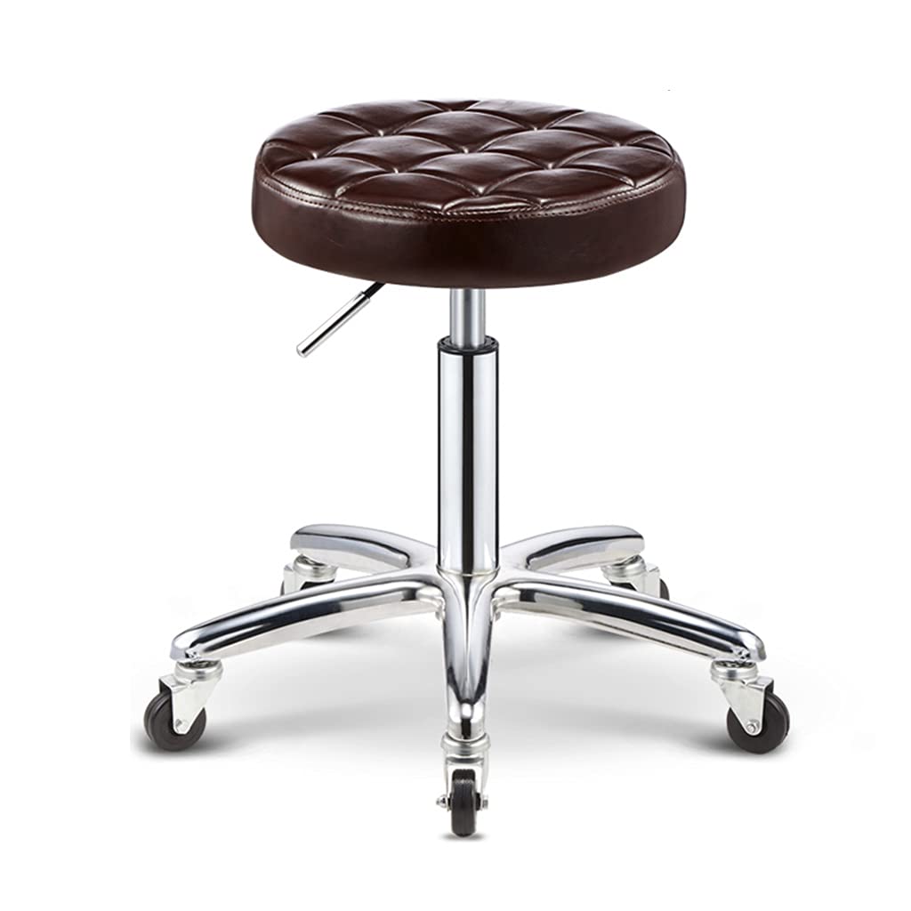 Tabouret réglable anti mal de dos avec assise ronde en cuir bleu