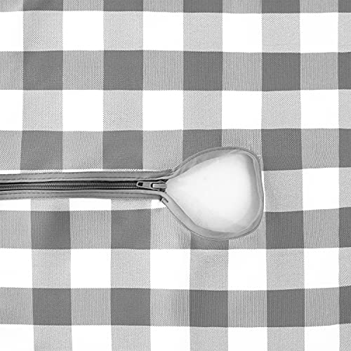 Lushvida Checkered Table Cover Outdoor And Indoor Tablecloth - Washable Waterproof Wrinkle Free Table Cloth With Zipper And Umbrella Hole For Spring/Summer/Party/Picnic/Bbqs/Patio 60R Silver #TOP5