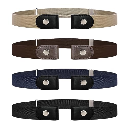 4 Ceintures Élastiques Sans Boucle - Unisexe Réglable | Pour Jeans Pantalon Confortable