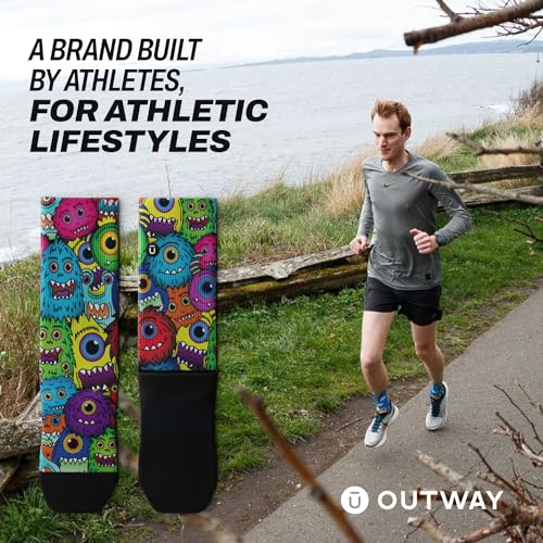 Image of Outway Novelty Crew Socks for Men & Women, Breathable, Moisture-Wicking Athletic Calf Sock with Arch Support