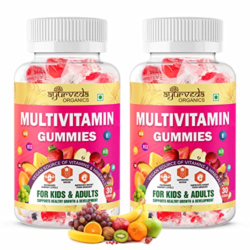 Ayurveda Organics Complete Multivitamin Vegetarian Gummies for Kids, Teenagers, Men, Women, Adults with Essential Vitamins | Minerals for Growth Energy, Stamina, and Immunity – 60 Veg Gummies Ayurveda Organics Complete Multivitamin Vegetarian Gummies for Kids, Teenagers, Men, Women, Adults with Essential Vitamins | Minerals for Growth Energy, Stamina, and Immunity – 60 Veg Gummies