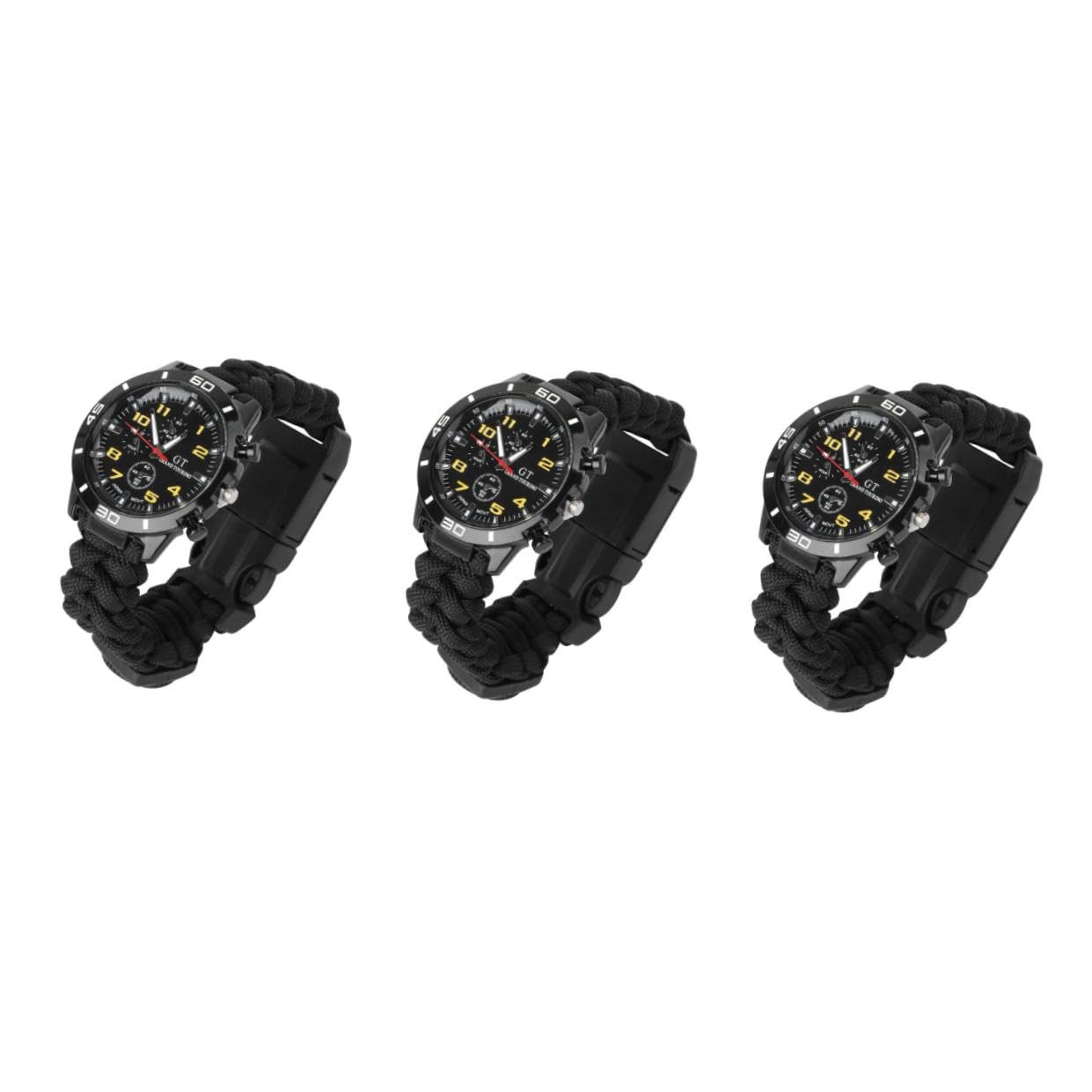 PACKOVE 3 Pezzi 3 1 Orologio Con Cinturino in Cordino Orologio Da Alpinismo 3 in 1 Con Bussola Da Esterno Orologi Da Corsa Della Bussola Cinghia Multifunzione