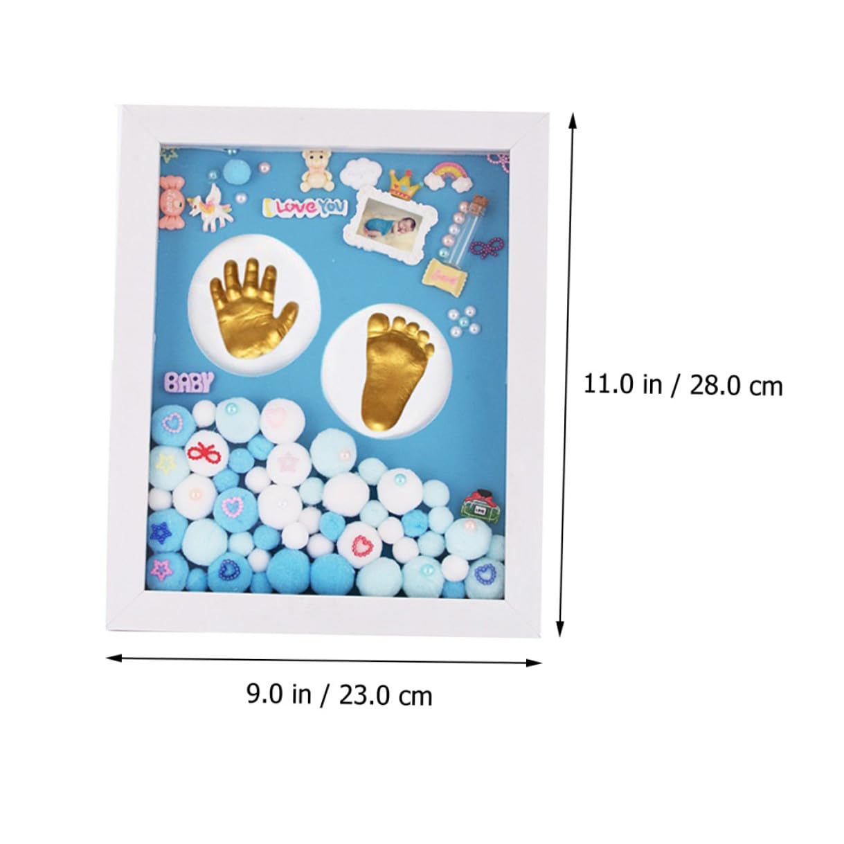 Kit Cornice in Acrilico Impronte Mani e Piedi o Ragazzo Ragazza Oro Cornice Porta Foto Ricordo Regalo Nascita da o da Appoggio Appoggio come Regalo Nascita Bimbo Bimbo per
