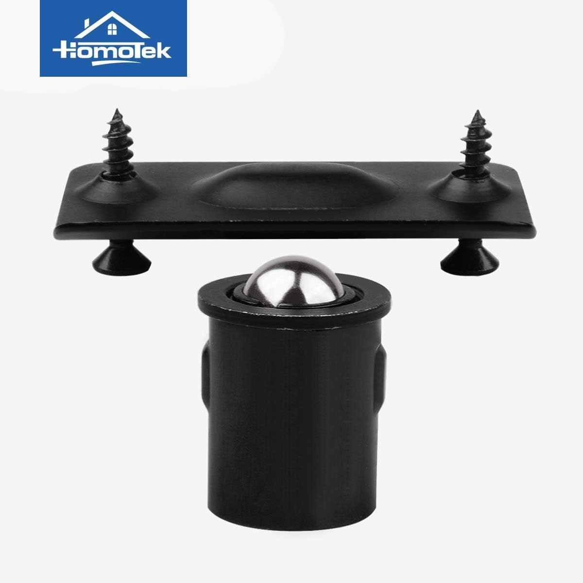 HOMOTEK 8 Pack Drive in Ball Catch with Strike Plate for Closet Doors, Black, 13/16 Inch x 1-1/8 Inchs,Die-cast, Adjustable Tension Ball