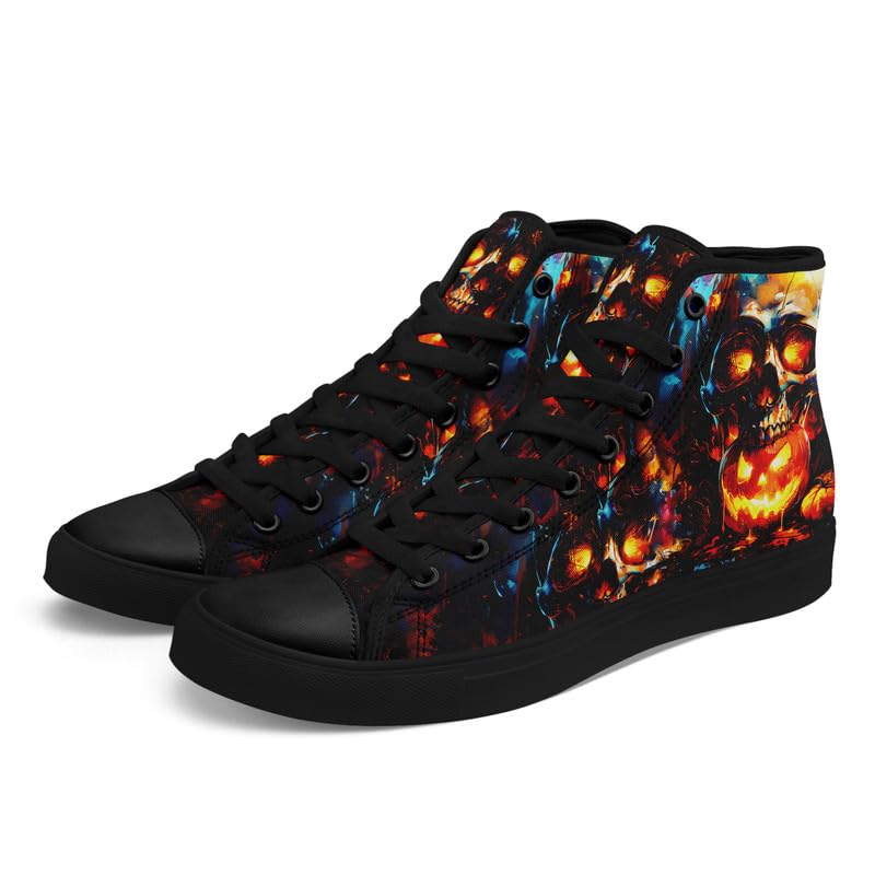 High Top Canvas Sneakers for Men Women Skull Printed Fashion Shoes Lace up Casual Walking Sneaker3