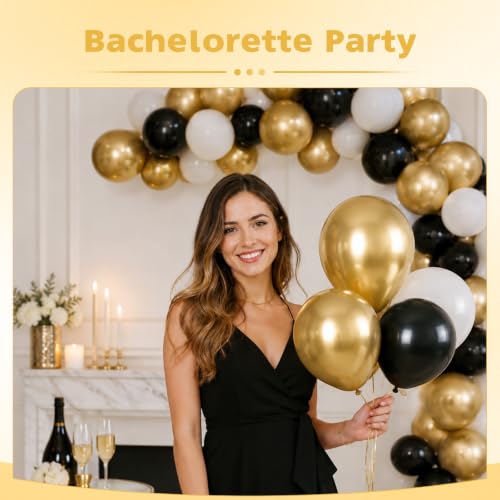 Image of Metallic Gold Balloons, 12 Inch Chrome Gold Latex Party Balloons | 30 Pack Gold Balloons for Birthday, Retirement, New Years, Anniversary, Graduation, Bachelorette, Casino Disco Decor