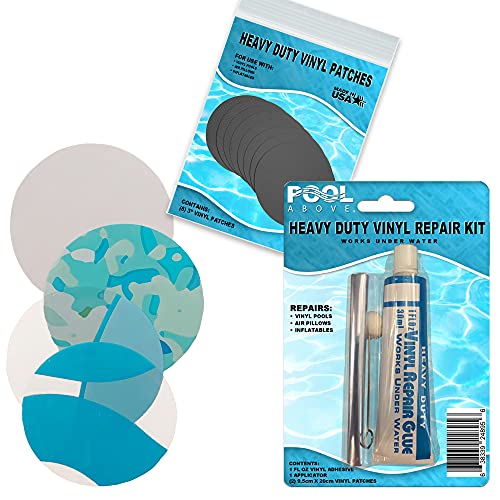 Pool Above Repair Kit for Clear Color Tube | Vinyl glue | White and Blue Multi Patches