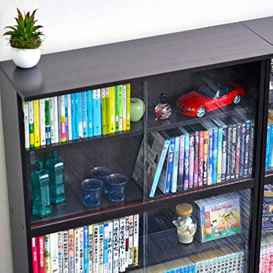 Amazon｜コミック収納 本棚 ガラス扉付き 書棚 ガラス扉付 ガラス扉