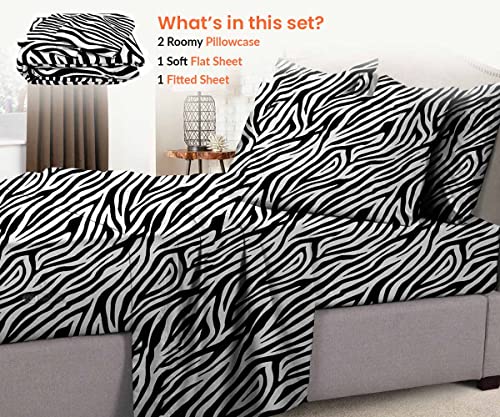 Sgi Egyptian Cotton 600 Tc Sheet Set Soft & Smooth Sateen Weave 4 Pc Sheet Set - 1 Fitted Sheet, 1 Flat Sheet & 2 Pillowcase 18 Inch Deep Pocket(King, Zebra Print Solid) #TOP1