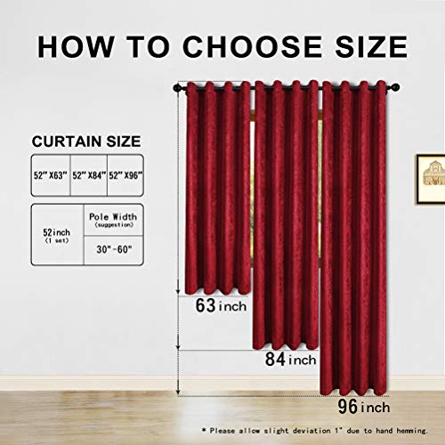 Elkca Double-Sided Burgundy Red Chenille Window Curtains For Living Room Curtains For Festival Holiday,Burgundy Red, 52" W X 63" L,2 Panels #TOP3