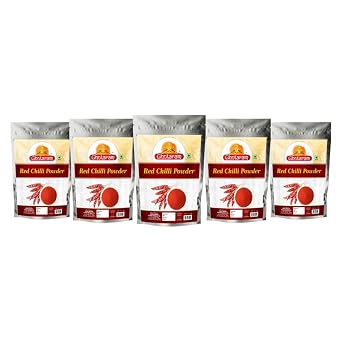 Ghotaram Andhra Red Chilli Powder, Lal Mirch Powder, Red Chillie Powder, Spicey Hot Red Chili Powder, Tikha Lal, Teja Mircha, Stone Ground Laal MIRCHI, Mirch ka Powder-80Gx5Pk