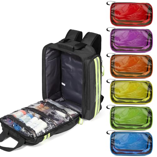 Image of Gatycallaty First Aid Backpack - Medical Evacuation Bag - Red Emergency Lifeguard Bag for Ems Emt First Responders (Black)