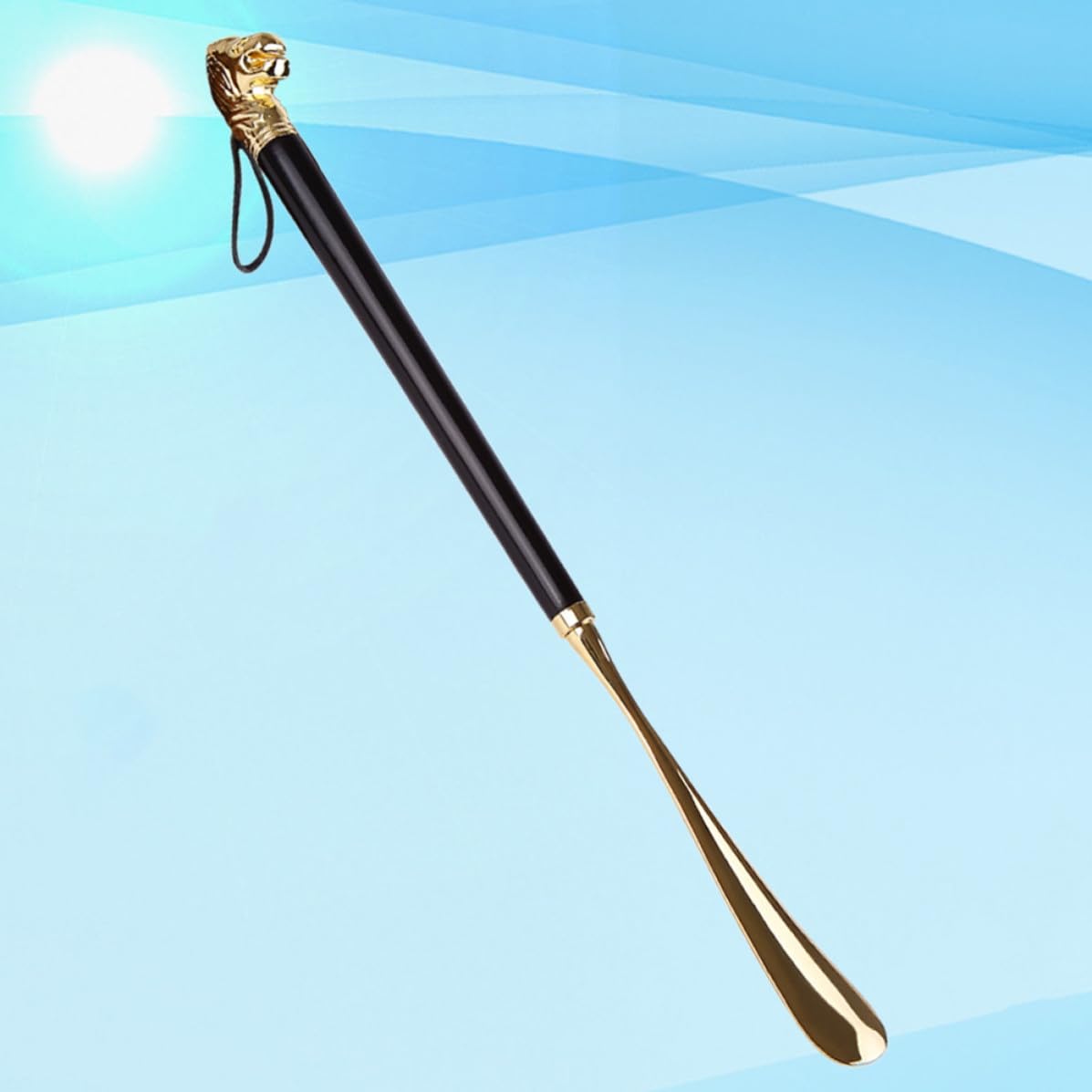 ABOOFAN Calzascarpe lungo Metallo Nero 58cm Testa di Leone