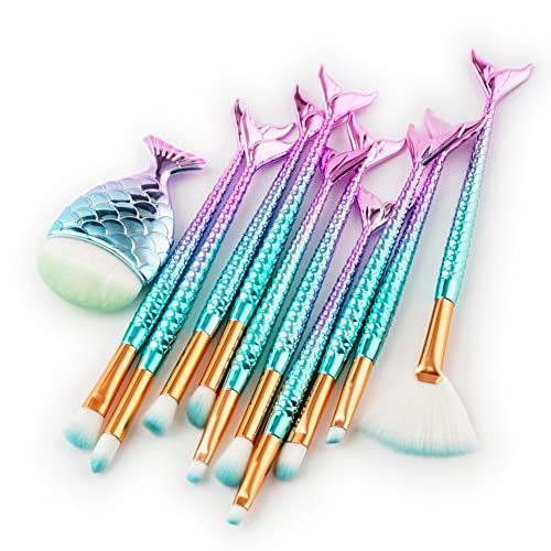 CUOFYUNL Juego de brochas de Maquillaje de 11 Piezas, Kit de brochas para Mezclar Sombra de Ojos y Base en Polvo cosmético
