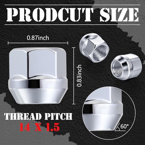 Image of Yaocom 40 Pcs M14 X1. 5 Open End Acorn Bulge Wheel Lug Nuts, Zinc Finish, 3 /4 inch(19mm) Hex 0. 83 inch(21mm) Height Conical Seat 60 Degre for Truck /Tuner Aftermarket Rims