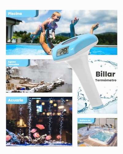 Miniatura 8 de Baldr Termómetro Piscina Flotante, Solar Termometro Piscina Con Pantalla Digital, Resistente Al Agua Ipx8, El Ahorro De Energía, Adecuado Para Piscina Jacuzzi Fuente De Agua Caliente Acuario