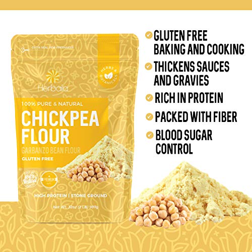 image for Herbaila Chickpea Flour 2lbs / 32oz, Stone Ground Chickpea/Garbanzo be