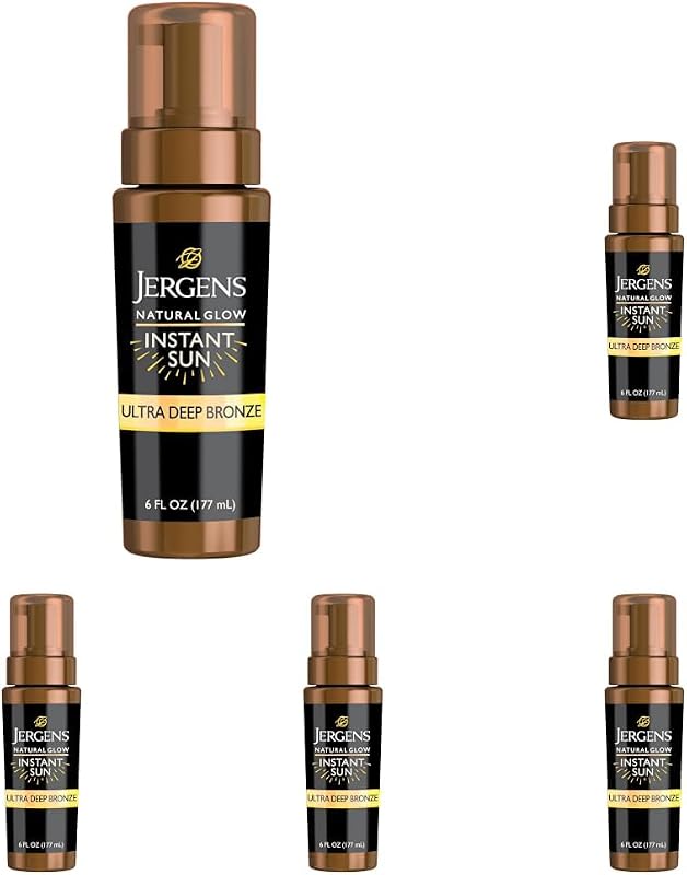 Jergens Natural Glow Instant Sun Mousse Corporal Ultra Deep Bronze, Pacote com 5