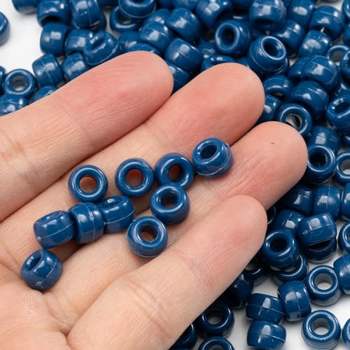 Image of 1000 Pcs Acrylic Pony Beads 6x9mm Bulk for Bracelet Necklace Jewelry Making Earring Hair Braiding Kandi Beads (Violet blue6)