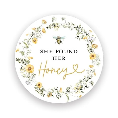 She Found Her Honey Bridal Shower Favor Stickers, 60 Labels