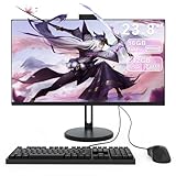 Computer all-in-one da 23,8", Core i5 7300 (fino a 3,5 GHz), desktop all-in-one con webcam regolabile a 270°, 16 GB di RAM, SSD 512 GB, schermo IPS HD, WiFi a doppia banda, Bluetooth 4.2, nero.