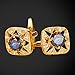 1 Pair 2 Pcs Men's 18K Gold Plated Cubic Zirconia Cufflinks