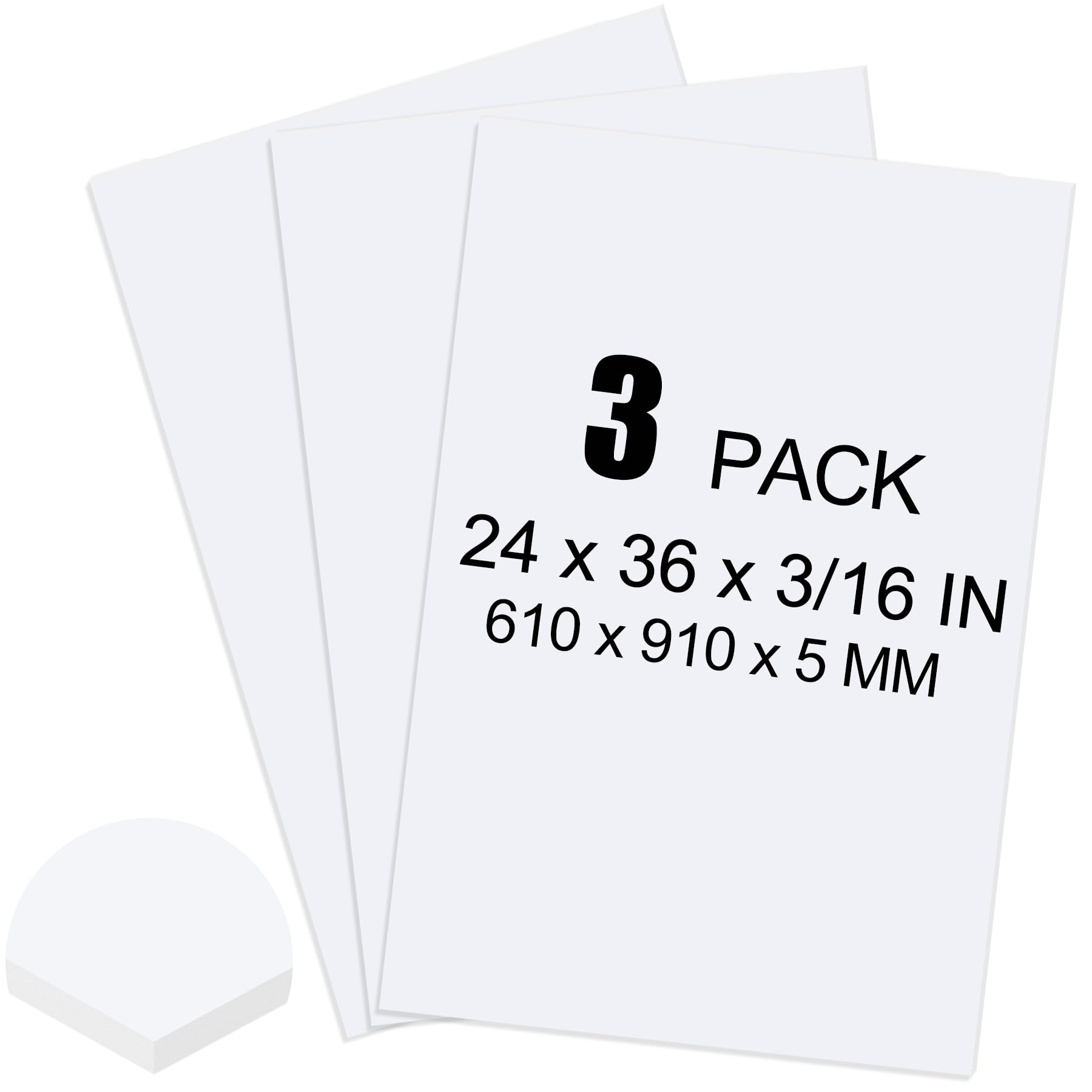 ToLanbbt 3 Pack White Foam Board, 24 x 36 x 3/16" Thick Foam Core Acid Free Poster Foamboard for Art Craft Projects, Painting, Displaying, Signage, Wedding, School