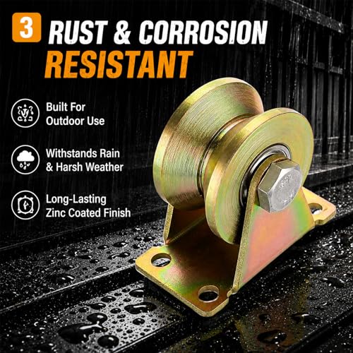 Lyplus 2" V Groove Wheel Heavy Duty Rigid Caster with Bracket for Inverted Track, Sliding Gate, Rolling Gate, Industrial Machines, Wire Rope Rail, Loading Capacity 660 lbs - 4 Pack