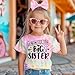 AG AGUU Promoted to Big Sister Shirts for Toddler Baby Girls Announcement T-Shirt Summer Short Sleeve Tees Big Sis Tops(Purple,3-4T)