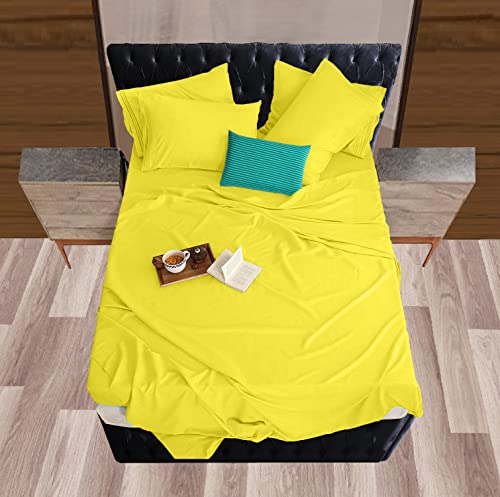 Mocassi King Sheet Set - Luxury Hotel 1800 Thread Count Bedding Sheets & Pillowcases - Ultra Soft Breathable & Cooling Bed Sheets - Deep Pocket - Wrinkle Resistant - 6 Piece Set - King, Yellow #TOP6