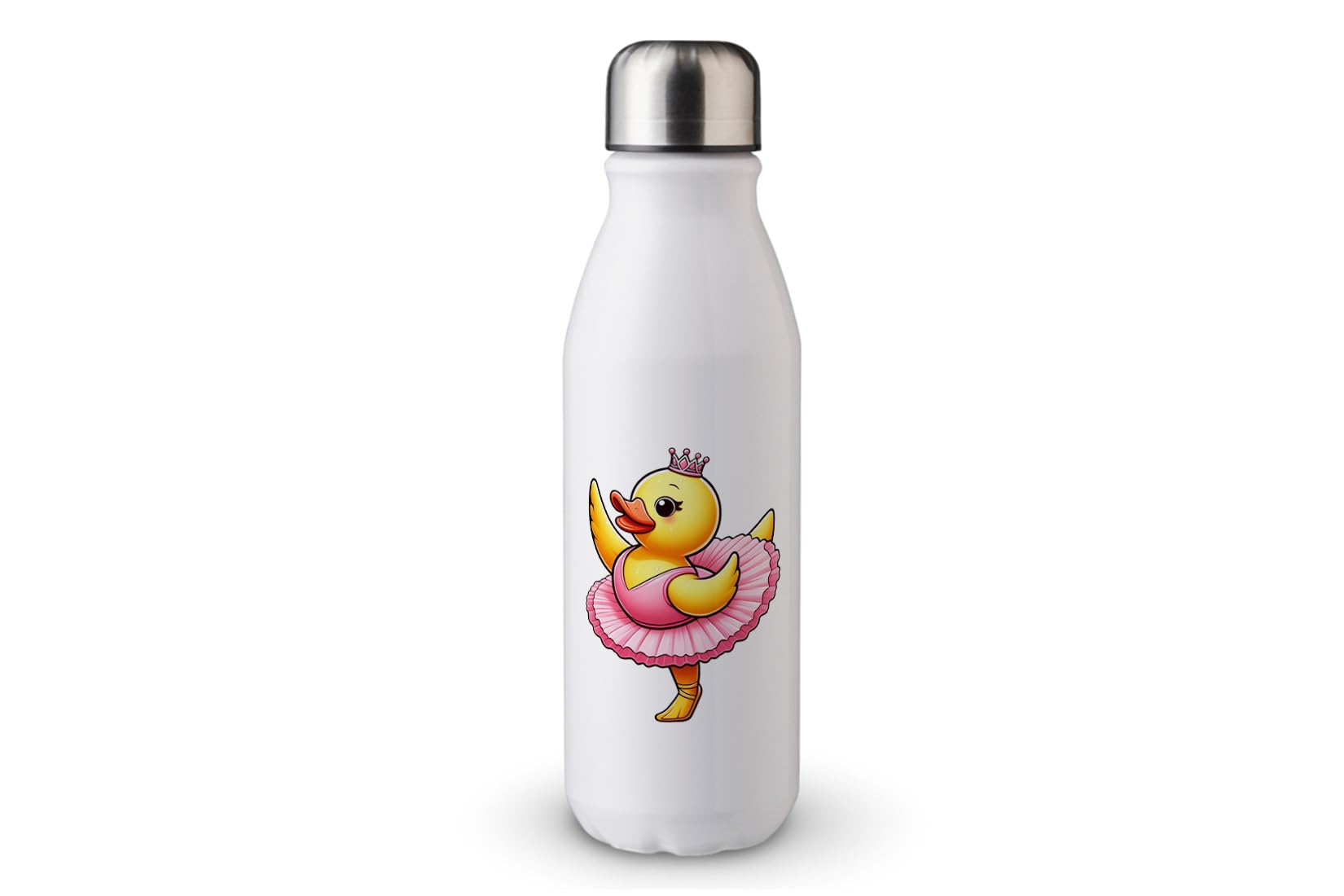 MAXIKIWI - Single Wall Water Drinking Bottle with Screw Cap, Non Insulated Lightweight Aluminium, BPA Free, Leak-Proof - Rubber Duck - 500ml