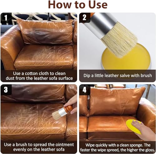 Protective Leather Salve, Leather Salve and Brush for Furniture, Suitable for Furniture Sofa Car Seats Maintenance