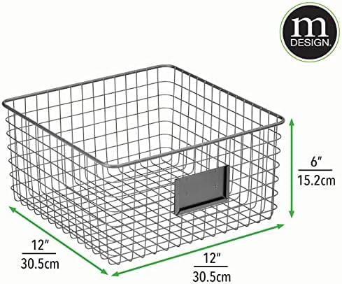 mDesign Wire Storage Basket  Wire Basket for Storing Items around the Home  Metal Basket for Kitchen, Bedroom, Bathroom and More  Set of 4  Dark Grey