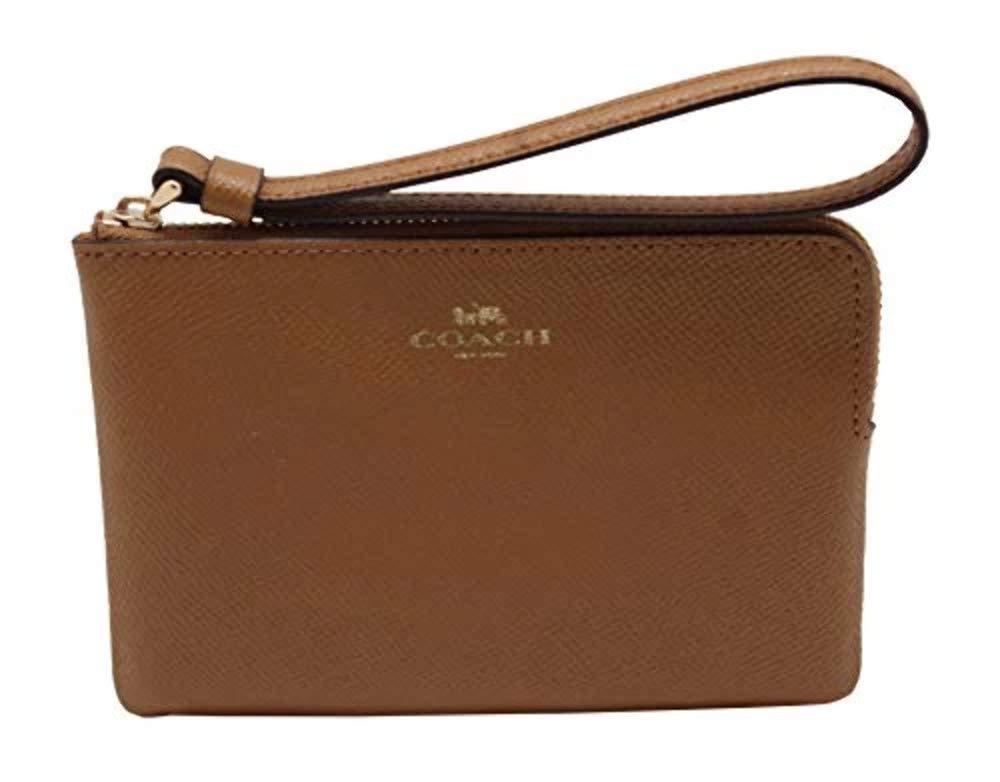 CoachCrossgrain Leather Corner Zip Wristlet