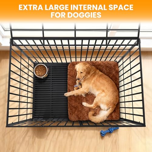54 Inch Heavy Duty Dog Crate, Indestructible and Escape-Proof Dog Crate with 3 Doors, Removable Tray & Wheels,for Large/Medium Breeds by BouPower - Image 3