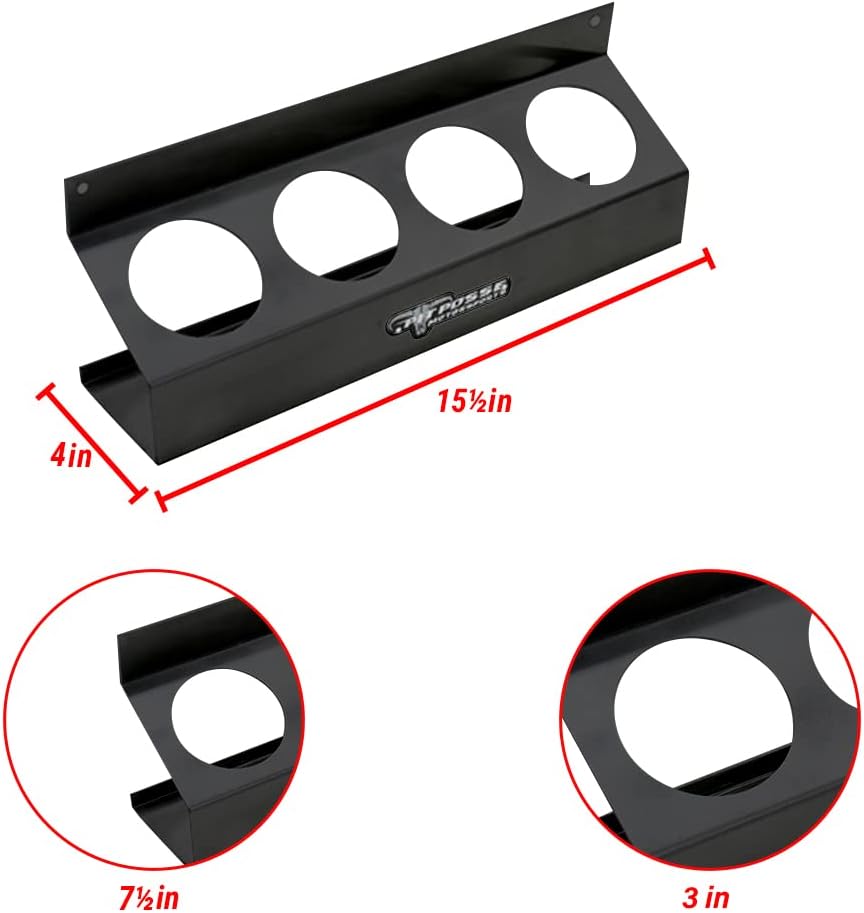 Pit Posse 303BK Four Bottle Aerosol Spray Can Rack Shelf Holder 15.5" Caddy - Made in USA - Aluminum Enclosed Trailer Shop Garage Storage Organizer - Mounting Hardware Included (Black)