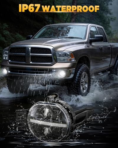 Image of Auxbeam 2026 4500LM LED Fog Lights with White DRL for Dodge Ram 1500 2002-2008 Ram 2500 /3500 2003-2009 Durango Truck 2004-2006, 72W Fog Lamps Dot Approved, IP67 Waterproof, Pair, Black