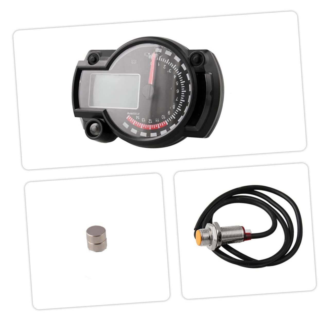 ABOOFAN Motorcycle Dashboard Gauge Digital Speedometer Tach Odometer Battery Voltage Indicator
