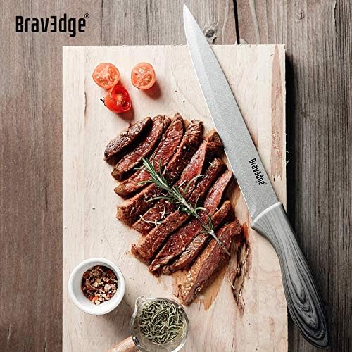 5 PCS Kitchen Knife Set, Professional Chef Knife Set with Sheaths and Gift Box - Includes Chef, Slicer, Bread, Utility, Paring Knife, High Carbon Stainless Steel Ultra Sharp Blad & Ergonomic Handle