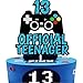 13th Official Teenager Cake Topper Decorations - Birthday Theme PicksÂ Cheers To 13 Years Old Game PartyÂ Decoration Handmade Black Gold Red Blue Glitter- LIANGSS