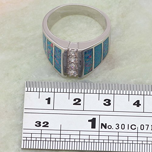Cherryn Jewelry Fashion Wedding Women' Ring White Topaz Dark Green Opal Silver Jewelry Ring Size 5 6 7 8 9 10 R458 #TOP2