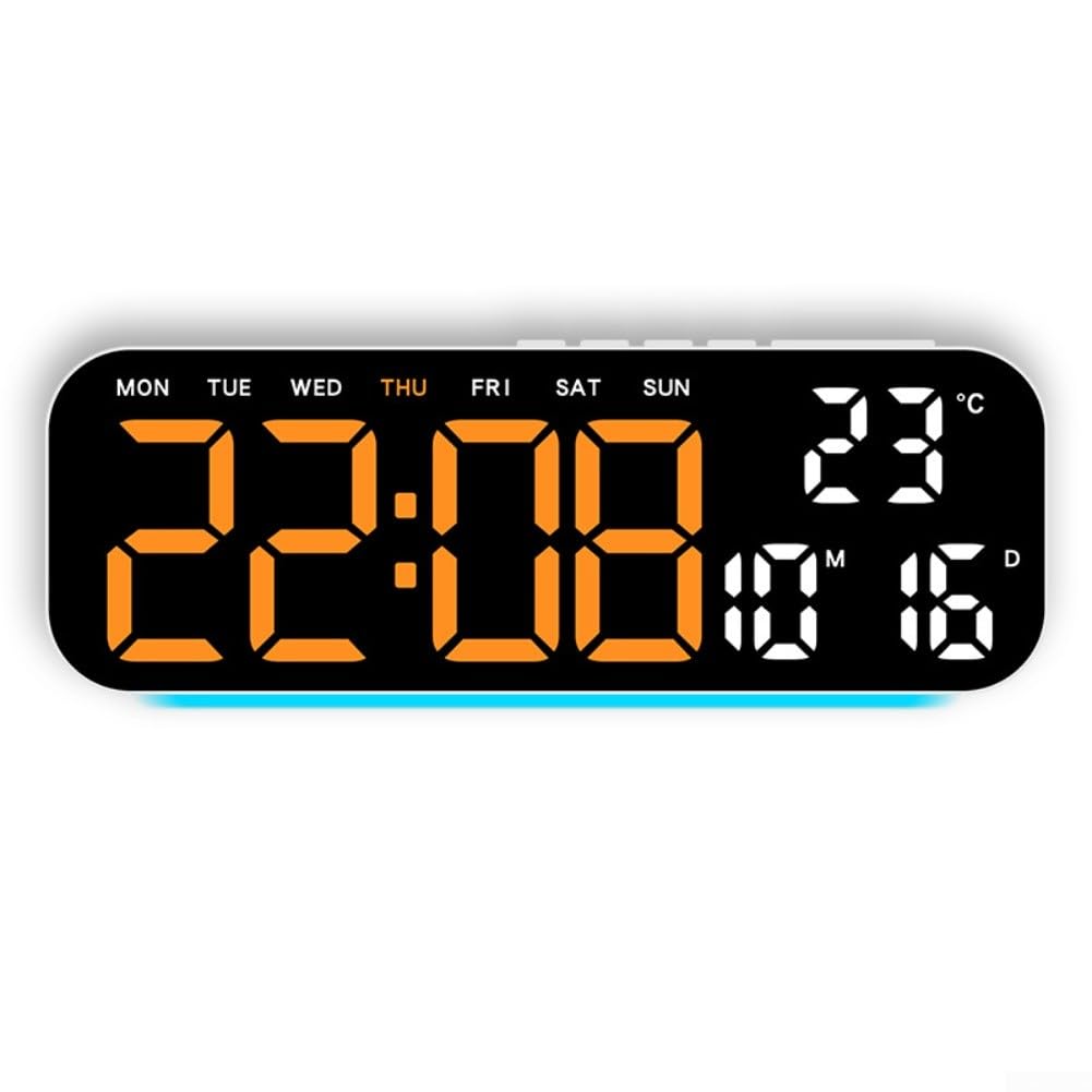 Reloj despertador LED con temperatura y brillo ajustable para mesita de noche